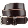 Брючный кожаный ремень коричневого цвета с серебристой пряжкой Vintage 2420068 - 4