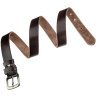 Брючный кожаный ремень коричневого цвета с серебристой пряжкой Vintage 2420068 - 5