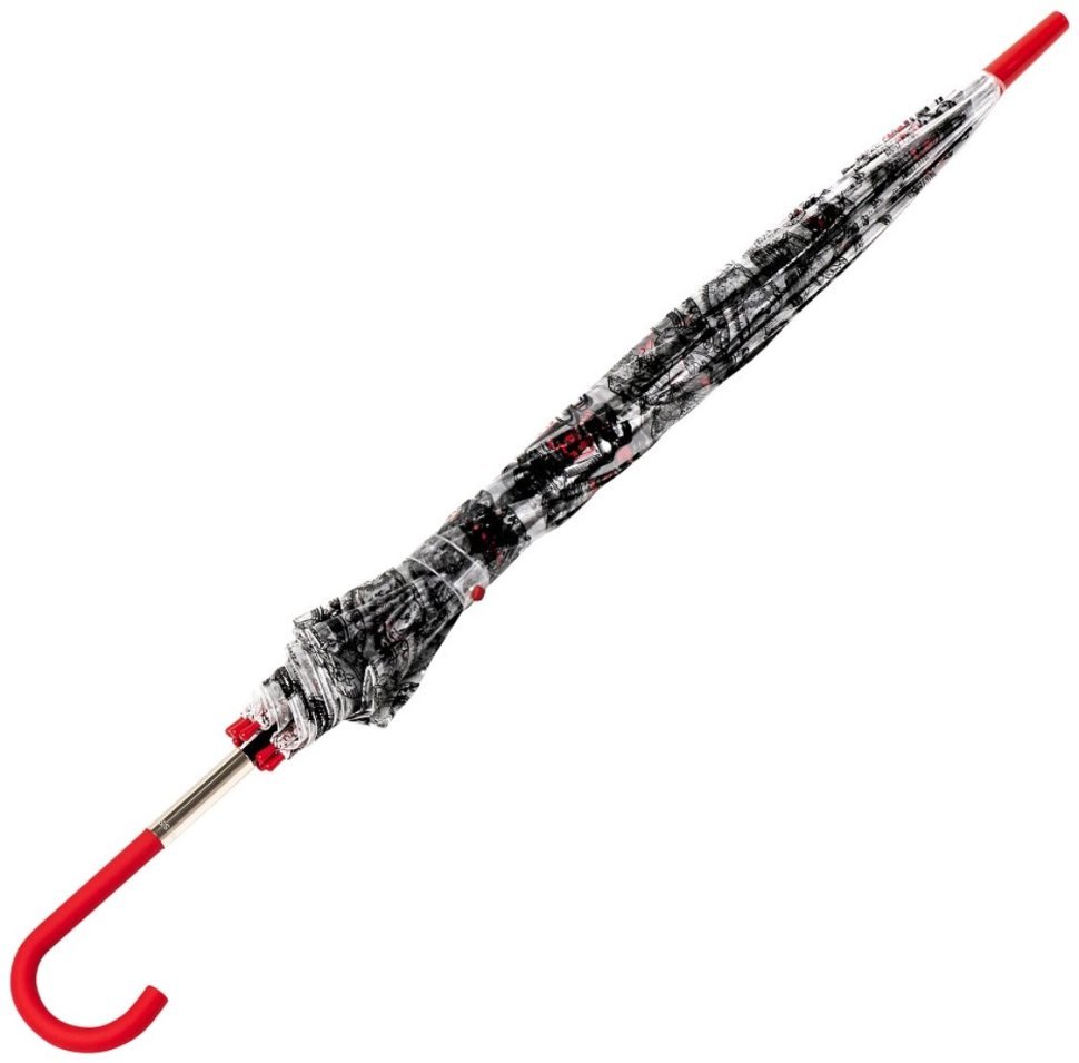 Женский зонт-трость Lulu Guinness by Fulton L719 Birdcage-2 Dressing Table (механика, прозрачный с принтом аксессуаров) 93971 modnotak фото №4