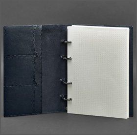 Кожаный блокнот на кольцах с твердой синей обложкой BlankNote (14171)