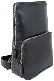 Черный слинг мужской из натуральной кожи Ashwood 94171