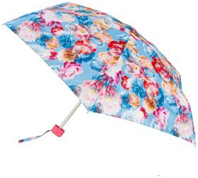 Женский складной механический зонт Fulton Pretty Peony (Голубой цвет с принтом цветов) 94371