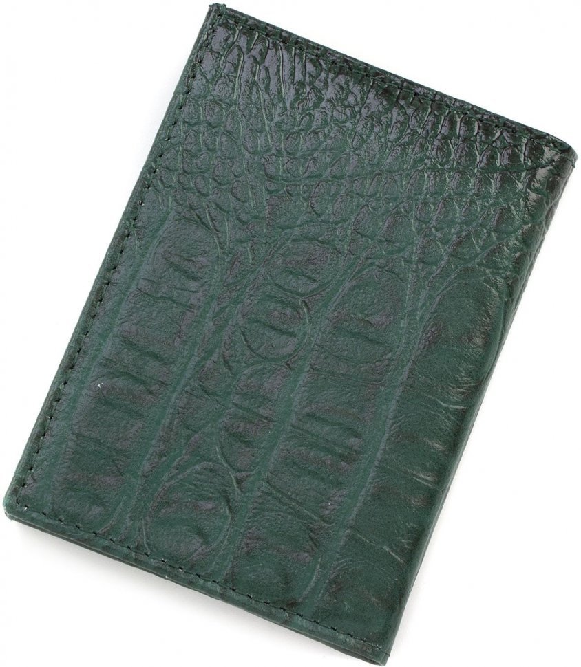 Зеленая обложка для автодокументов из натуральной кожи KARYA (096-017)