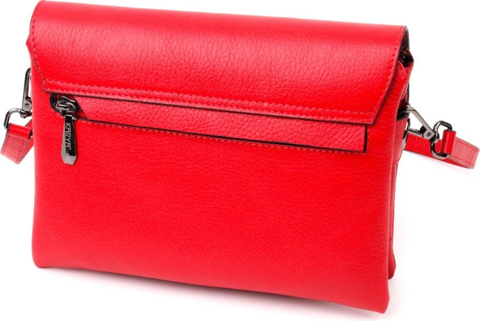 Удобная красная женская сумка на плечо из натуральной кожи KARYA (2420857)