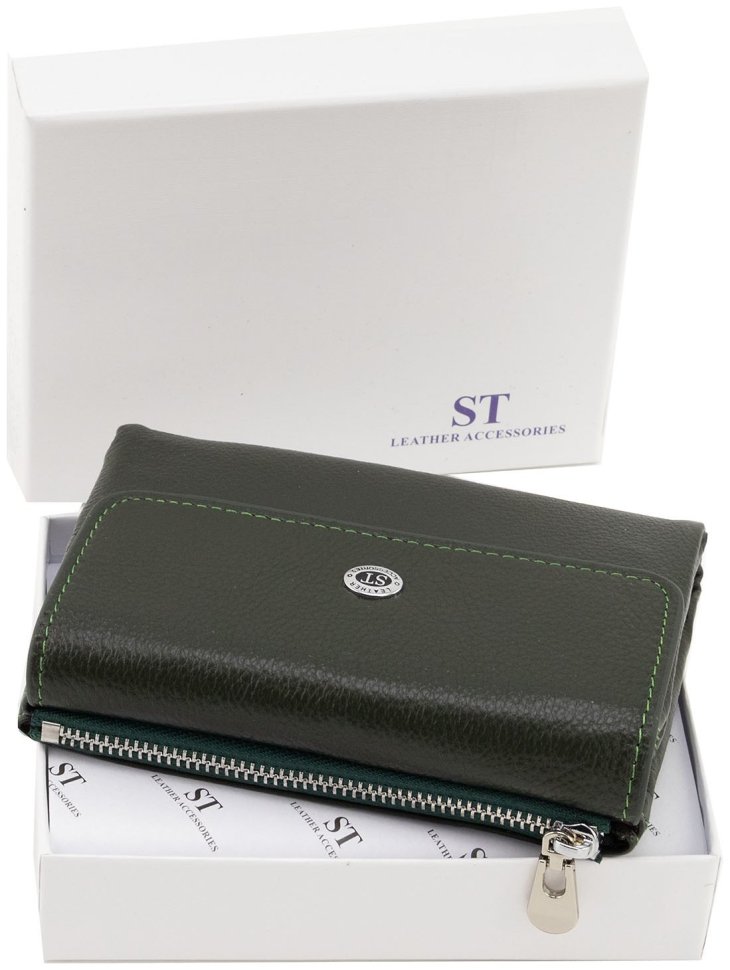 Кожаное женское портмоне зеленого цвета ST Leather 94571 modnotak фото №10