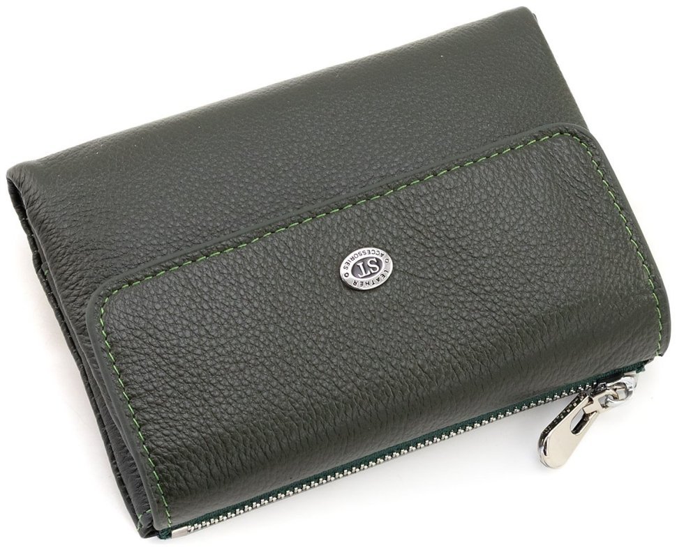 Кожаное женское портмоне зеленого цвета ST Leather 94571 modnotak фото №3