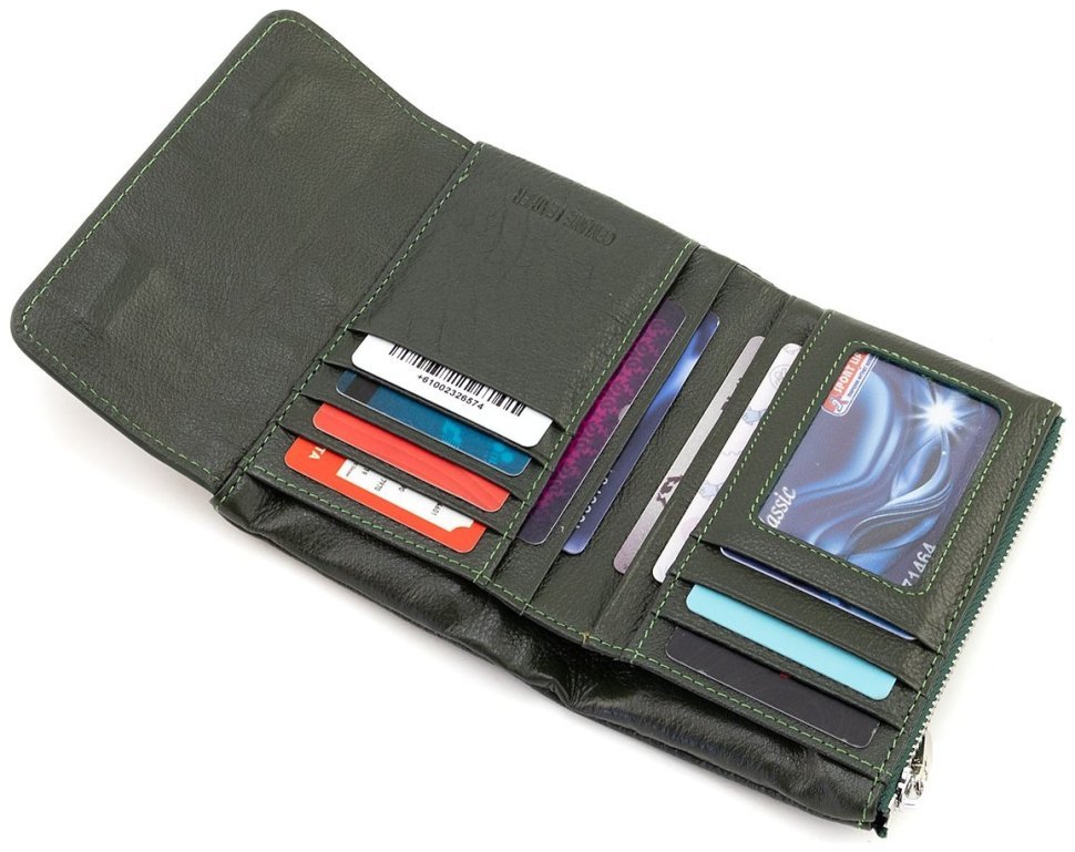 Кожаное женское портмоне зеленого цвета ST Leather 94571 modnotak фото №6