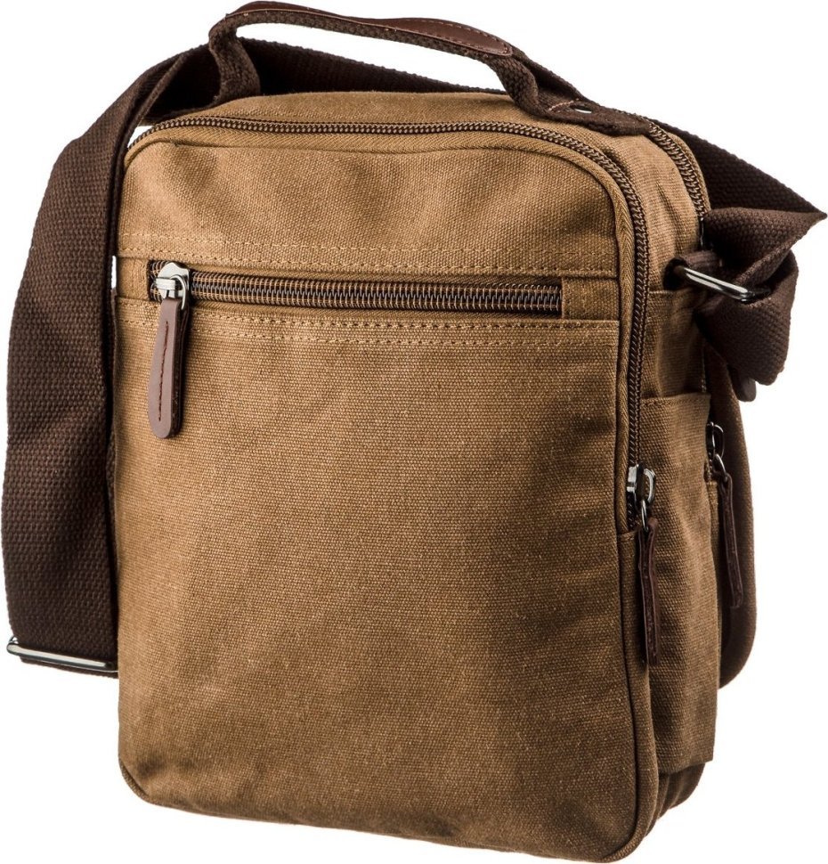 Універсальна текстильна сумка коричневого кольору на два відділення Vintage (20200)