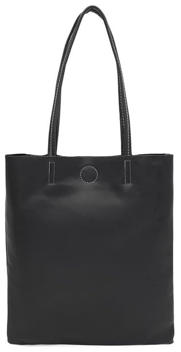 Тонкая женская сумка-шоппер из натуральной кожи черного цвета Borsa Leather 94671 modnotak фото №1