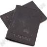 Черная кожаная обложка для паспорта с картой мира ST Leather (17763) - 1