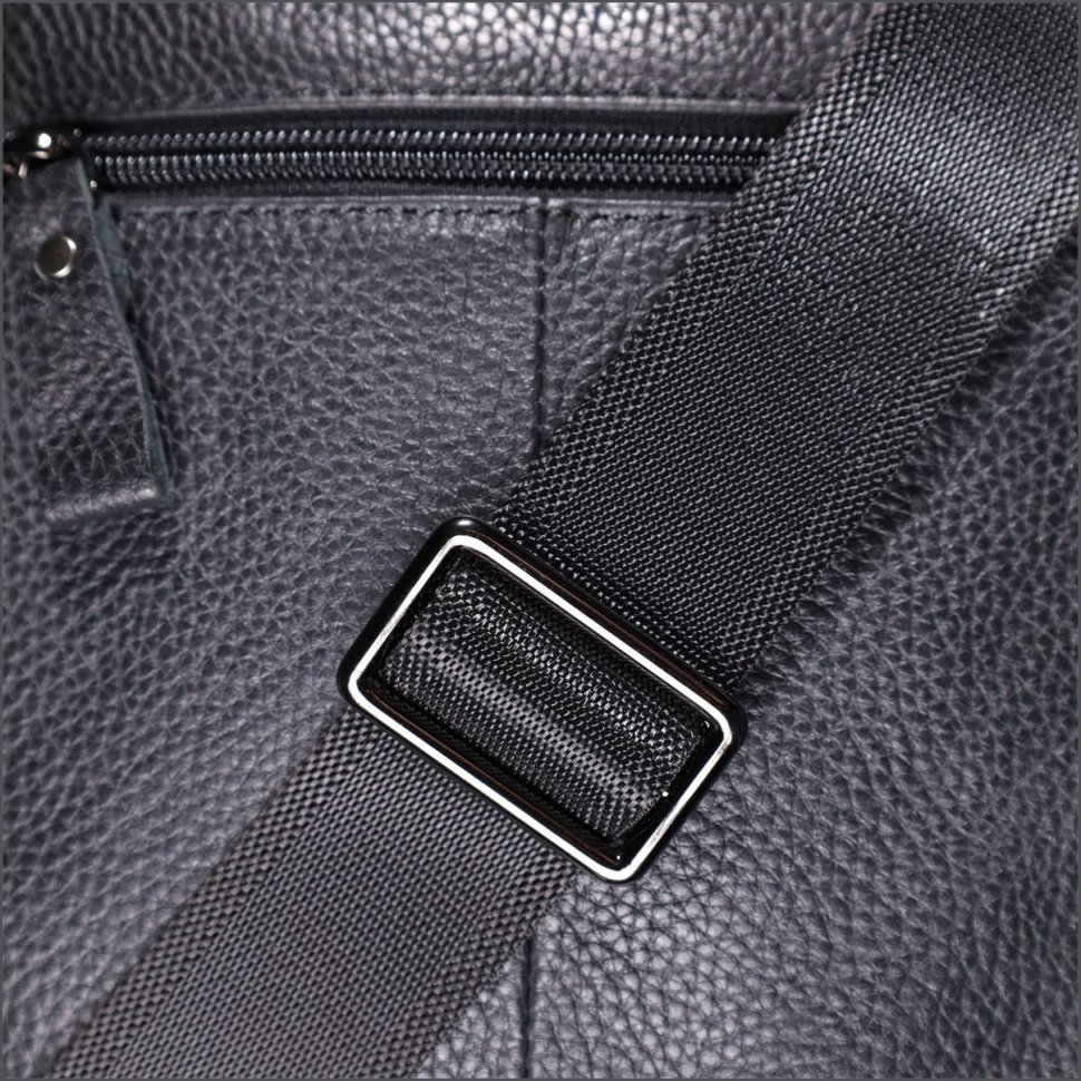 Невелика чоловіча сумка-барсетка із натуральної шкіри флотар чорного кольору Vintage 2422148
