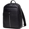 Вместительный кожаный рюкзак черного цвета на змейке Tiding Bag (21245) - 1