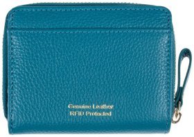 Женский кожаный кошелек с монетницей и RFID-защитой Ashwood Y50 синего цвета 95471