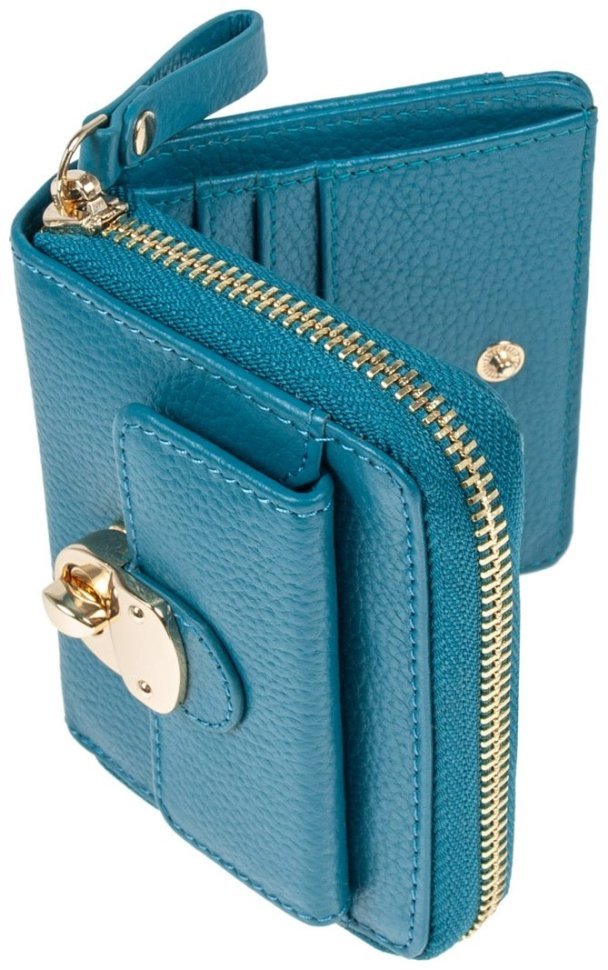 Женский кожаный кошелек с монетницей и RFID-защитой Ashwood Y50 синего цвета 95471 фото №4 Женский кожаный кошелек с монетницей и RFID-защитой Ashwood Y50 синего цвета 95471 modnotak фото №4