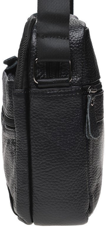 Маленькая мужская сумка через плечо из натуральной кожи на два отдела Borsa Leather (19366)