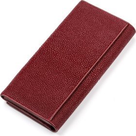 Большой бордовый кошелек из экзотической кожи морского ската STINGRAY LEATHER (024-18097)