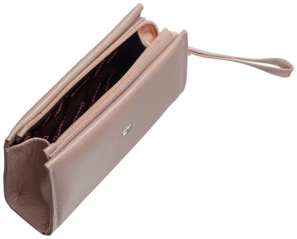 Повседневная женская косметичка из кожи флотар пудрового цвета Desisan 107171 modnotak фото №4