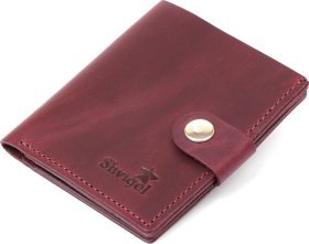 Вишневий жіночий гаманець з матової шкіри з хлястиком на кнопці Shvigel (2416478)