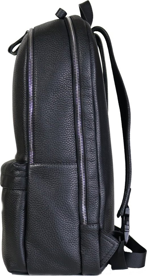 Большой кожаный рюкзак черного цвета на две молнии Issa Hara (21153)