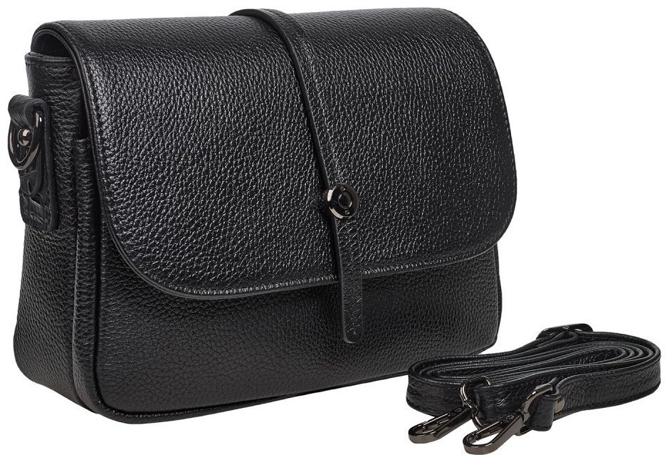 Каркасная сумка для женщин на плечо из натуральной кожи флотар Desisan 107271 черного цвета modnotak фото №2