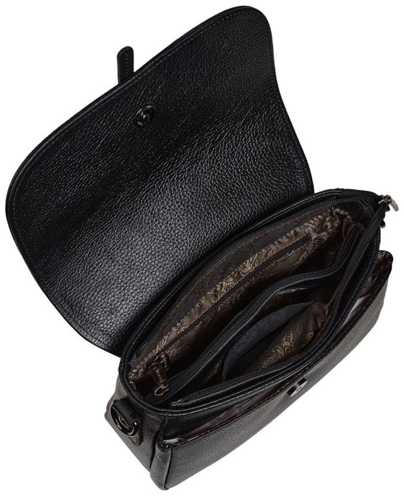 Каркасная сумка для женщин на плечо из натуральной кожи флотар Desisan 107271 черного цвета modnotak фото №6