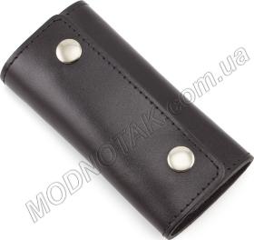 Кожаная ключница черного цвета на кнопках ST Leather (16110)
