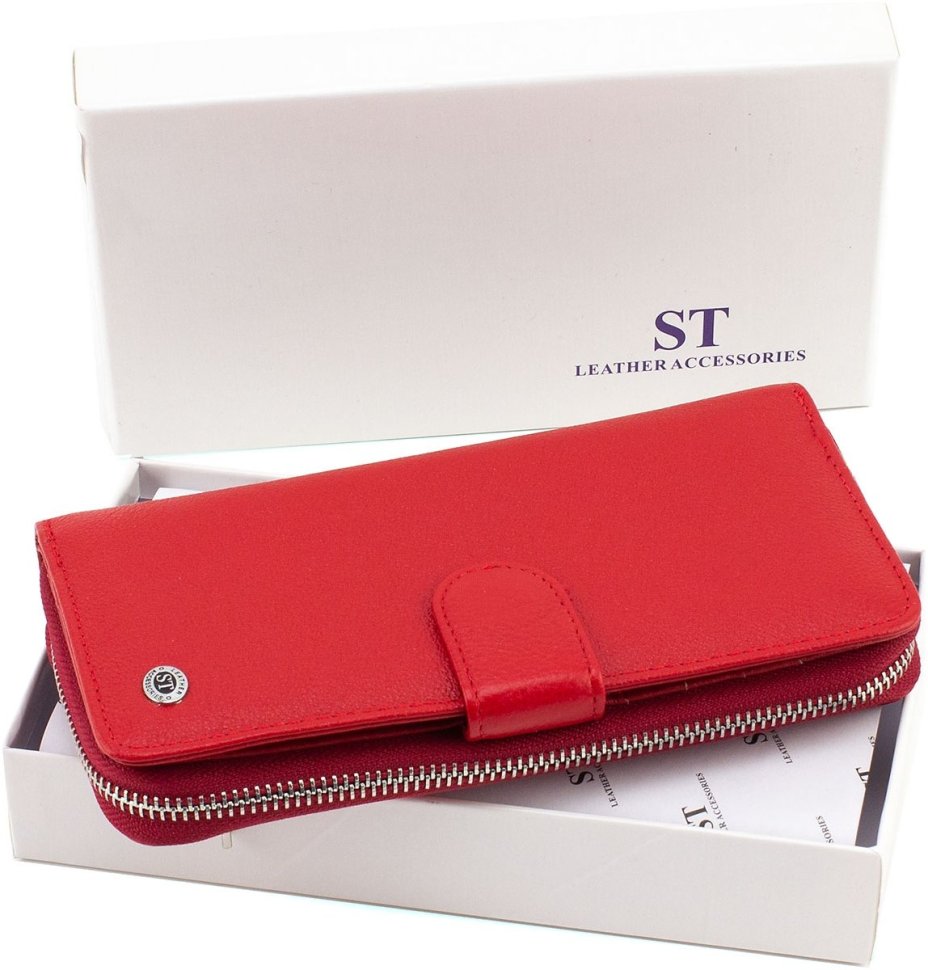Большой женский кожаный кошелек красного цвета ST Leather 1767371