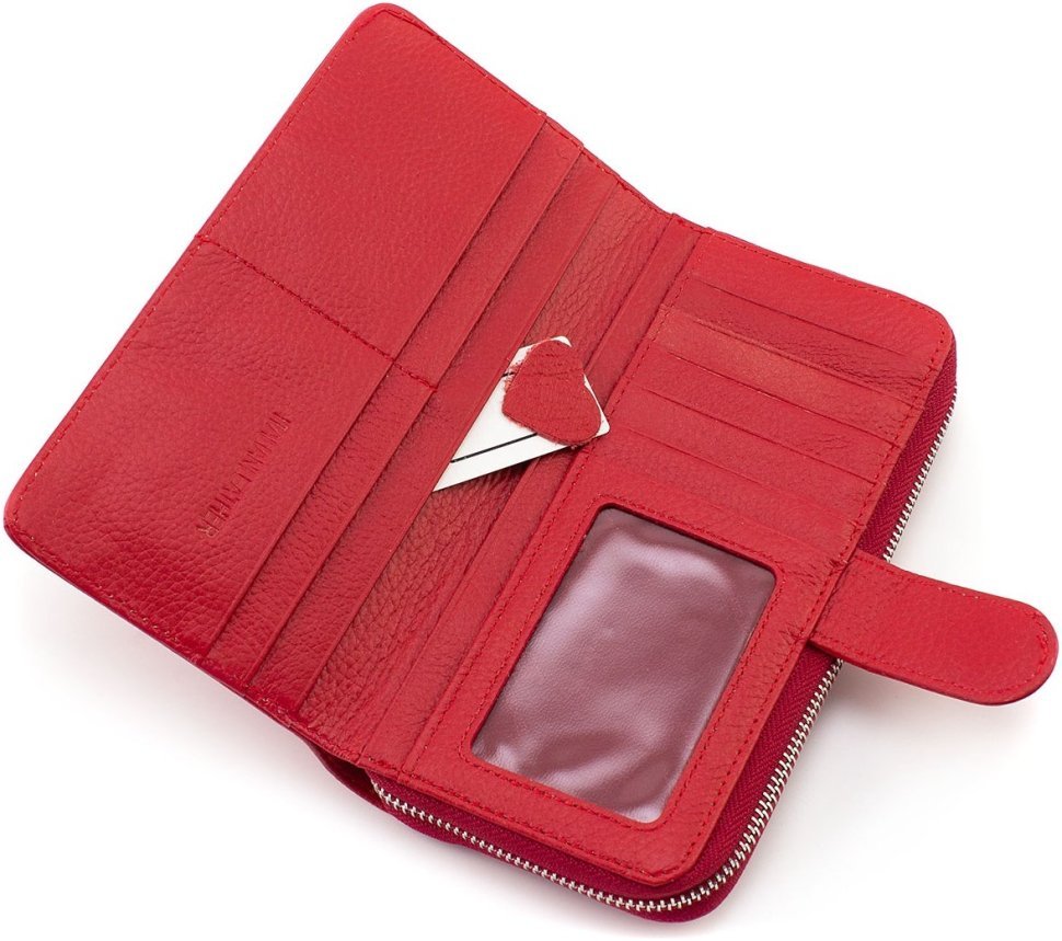 Великий жіночий шкіряний гаманець червоного кольору ST Leather 1767371