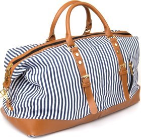 Біла дорожня текстильна жіноча сумка в смужку Vintage (20667)