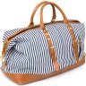 Біла дорожня текстильна жіноча сумка в смужку Vintage (20667) - 1