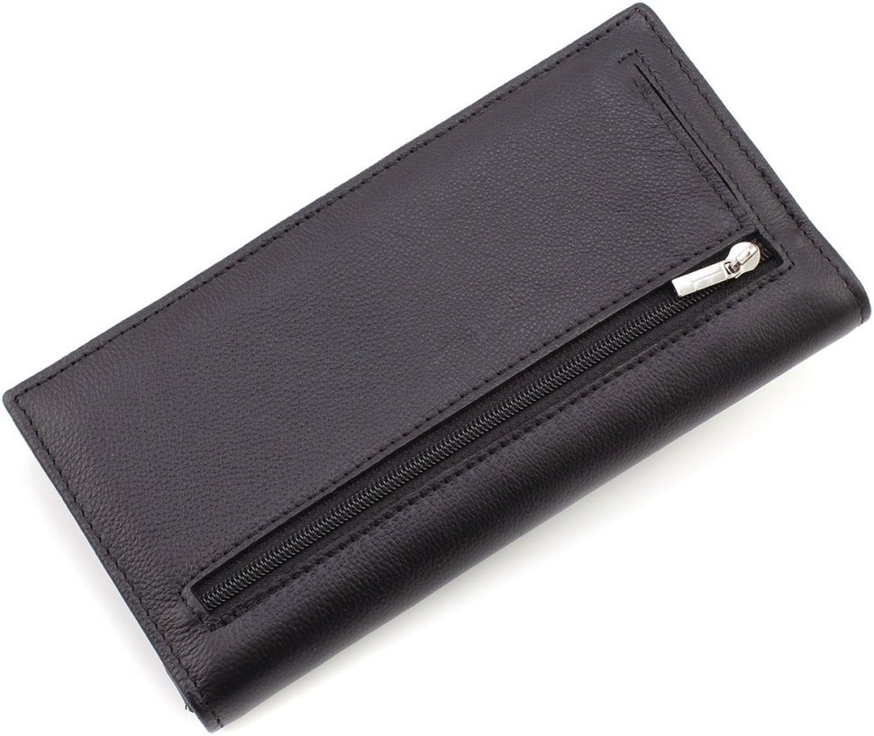 Кожаный купюрник черного цвета с фиксацией на магниты ST Leather 1767471