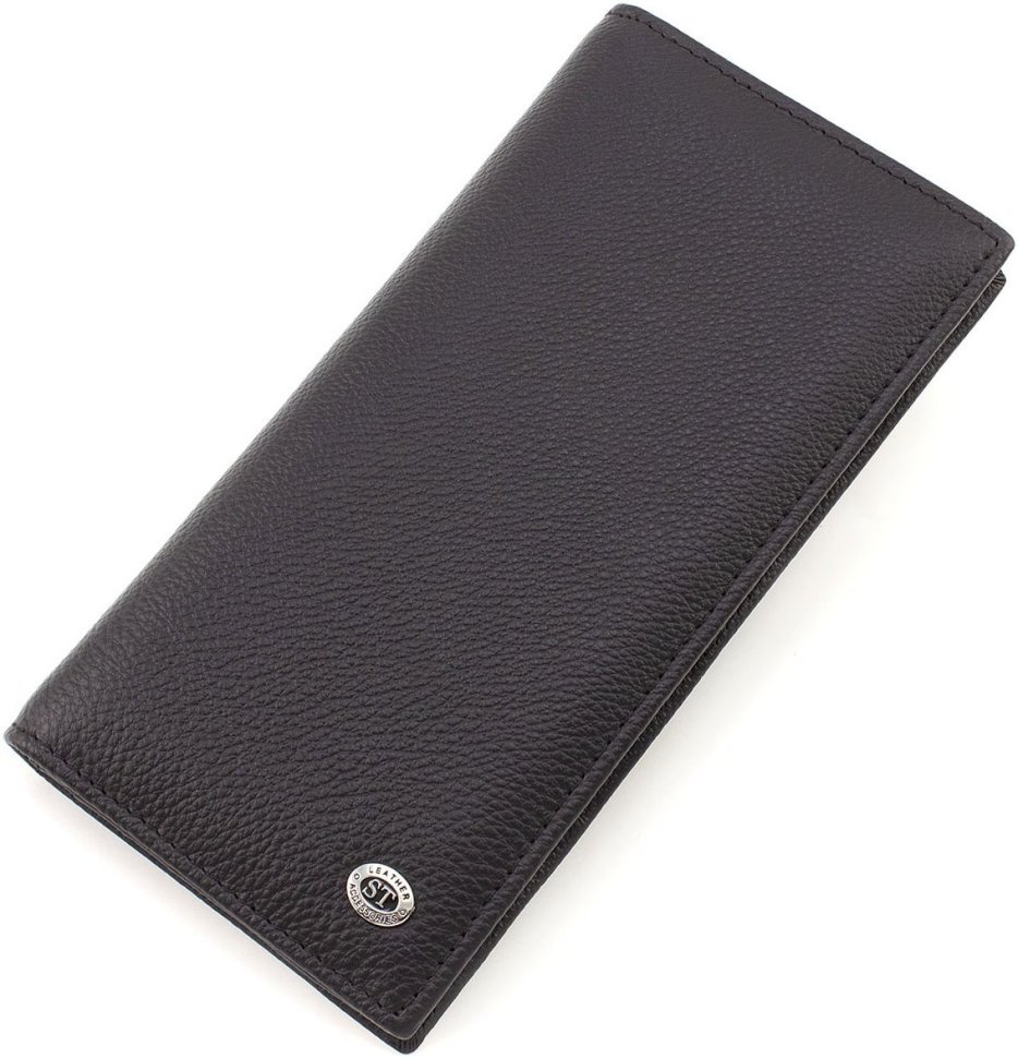 Кожаный купюрник черного цвета с фиксацией на магниты ST Leather 1767471