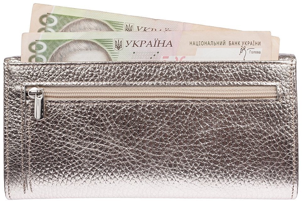 Вместительный женский кошелек из зернистой кожи золотистого цвета Desisan 107671 на кнопке modnotak фото №2