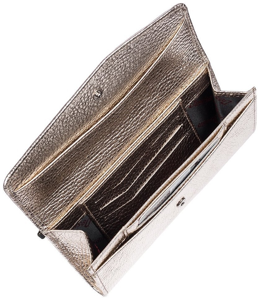 Вместительный женский кошелек из зернистой кожи золотистого цвета Desisan 107671 на кнопке modnotak фото №3