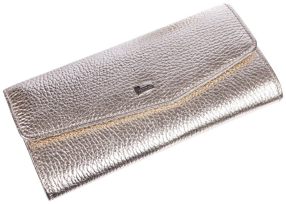 Вместительный женский кошелек из зернистой кожи золотистого цвета Desisan 107671 на кнопке modnotak фото №4