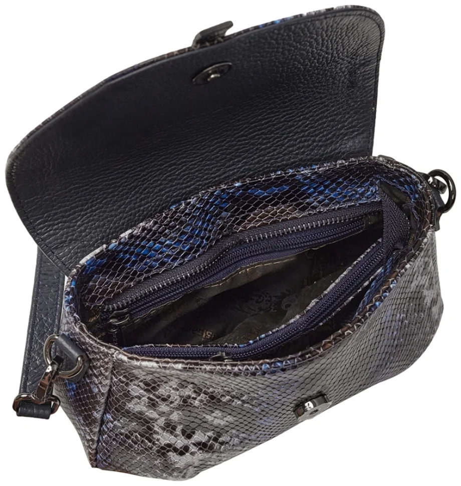 Кожаная женская сумка с фактурой под рептилию с клапаном на магните Desisan 107771 modnotak фото №5