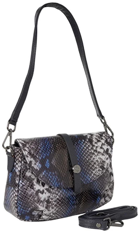 Кожаная женская сумка с фактурой под рептилию с клапаном на магните Desisan 107771 modnotak фото №1