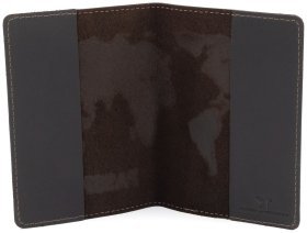 Обкладинка шкіряна на паспорт з тисненням карти Leather Collection 97771 темно-коричневий