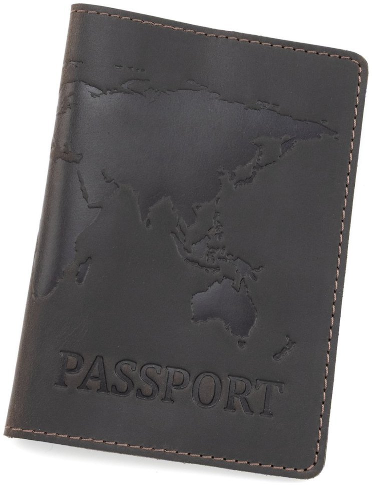 Обкладинка шкіряна на паспорт з тисненням карти Leather Collection 97771 темно-коричневий фото №1 Обкладинка шкіряна на паспорт з тисненням карти Leather Collection 97771 темно-коричневий modnotak фото №1