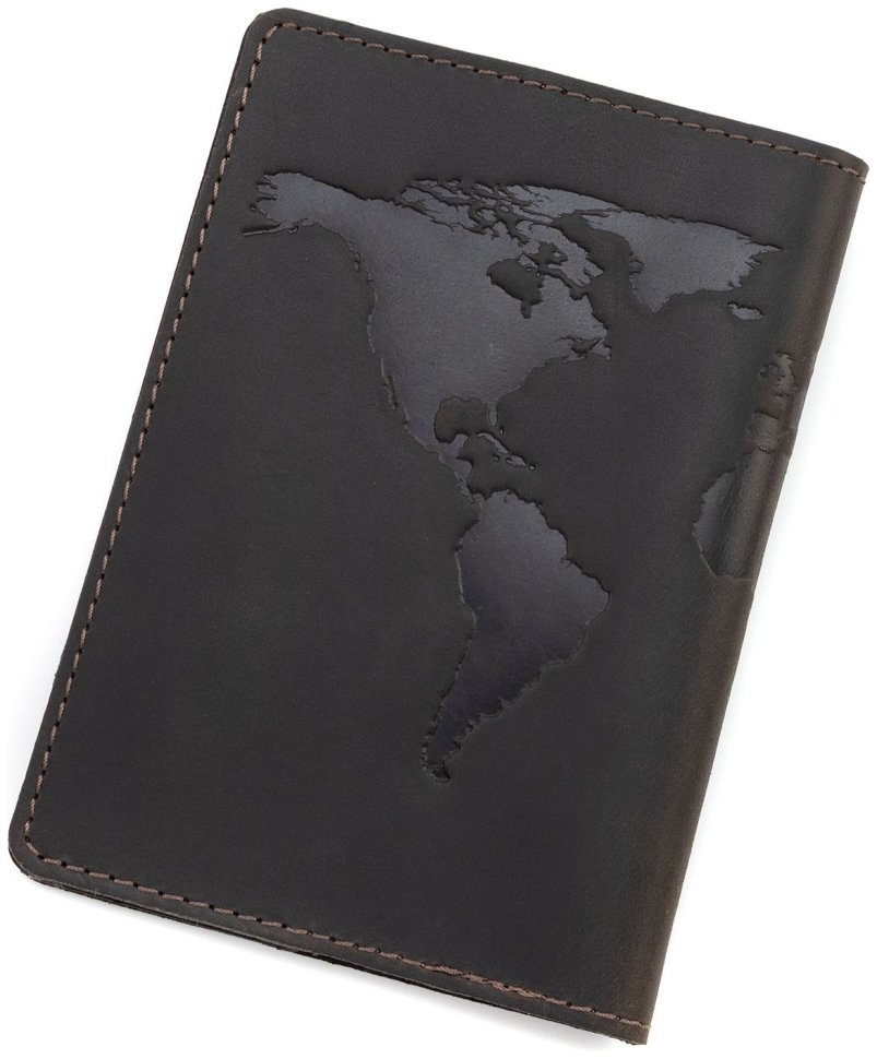 Обкладинка шкіряна на паспорт з тисненням карти Leather Collection 97771 темно-коричневий фото №3 Обкладинка шкіряна на паспорт з тисненням карти Leather Collection 97771 темно-коричневий modnotak фото №3
