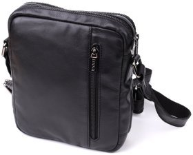 Повседневная мужская сумка планшет из гладкой кожи через плечо Tony Perotti черного цвета 108371