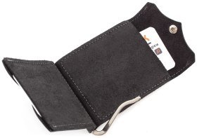 Шкіряний затиск ручної роботи чорного кольору Grande Pelle (13022)