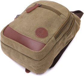 Чоловічий слінг-рюкзак з текстилю оливкового кольору Vintagе 2422174