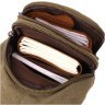 Мужской слинг-рюкзак из текстиля оливкового цвета Vintagе 2422174 - 5