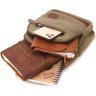 Мужской слинг-рюкзак из текстиля оливкового цвета Vintagе 2422174 - 6