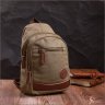 Чоловічий слінг-рюкзак з текстилю оливкового кольору Vintagе 2422174 - 7