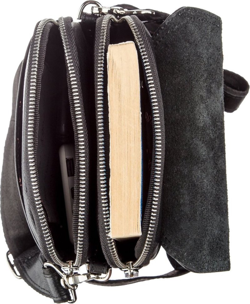 Вертикальная мужская сумка-барсетка черного цвета на два отделения KARYA (2417389)