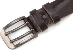 Двошпиньковий ремінь з натуральної жатої шкіри італійського виробництва Gherardini 40726-GH-brown коричневого кольору