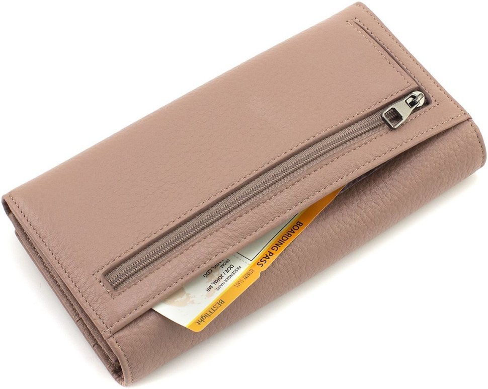 Пудровий жіночий гаманець із фактурної шкіри із клапаном на магнітах Marco Coverna 68671