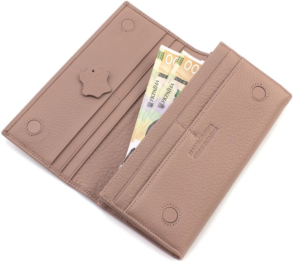 Пудровий жіночий гаманець із фактурної шкіри із клапаном на магнітах Marco Coverna 68671
